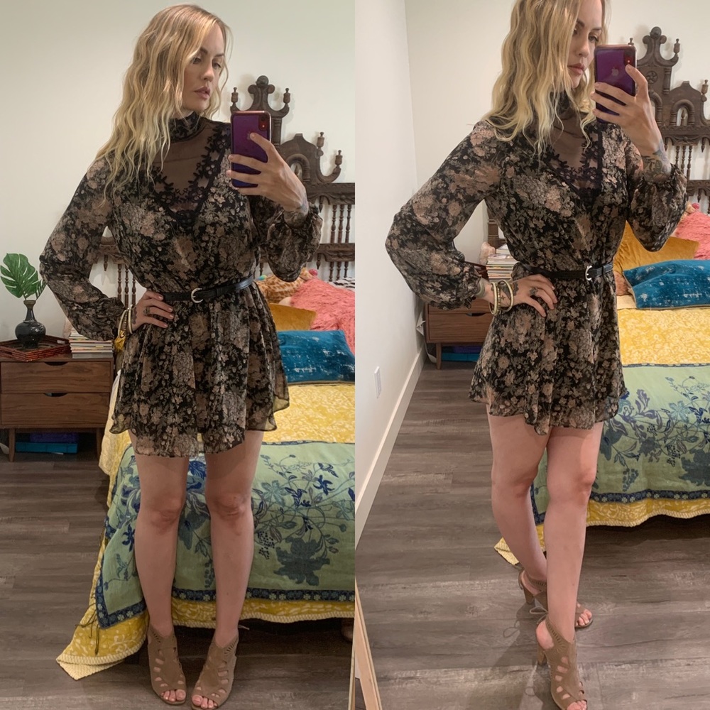 Victorian style lace boho floral dress